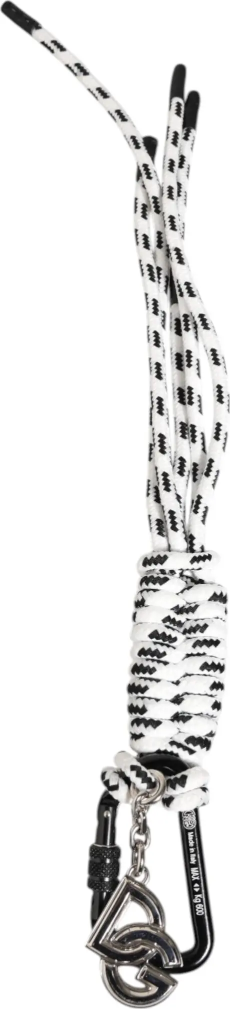 Black White Polyester Tape String DG Logo Keychain Keyring