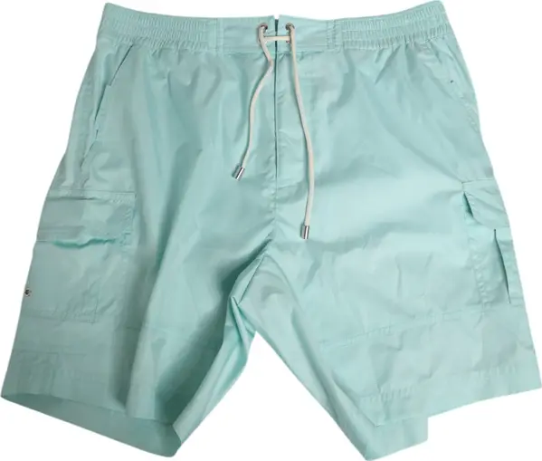 Aqua Blue Polyester Beachwear Men Shorts Swimwear
