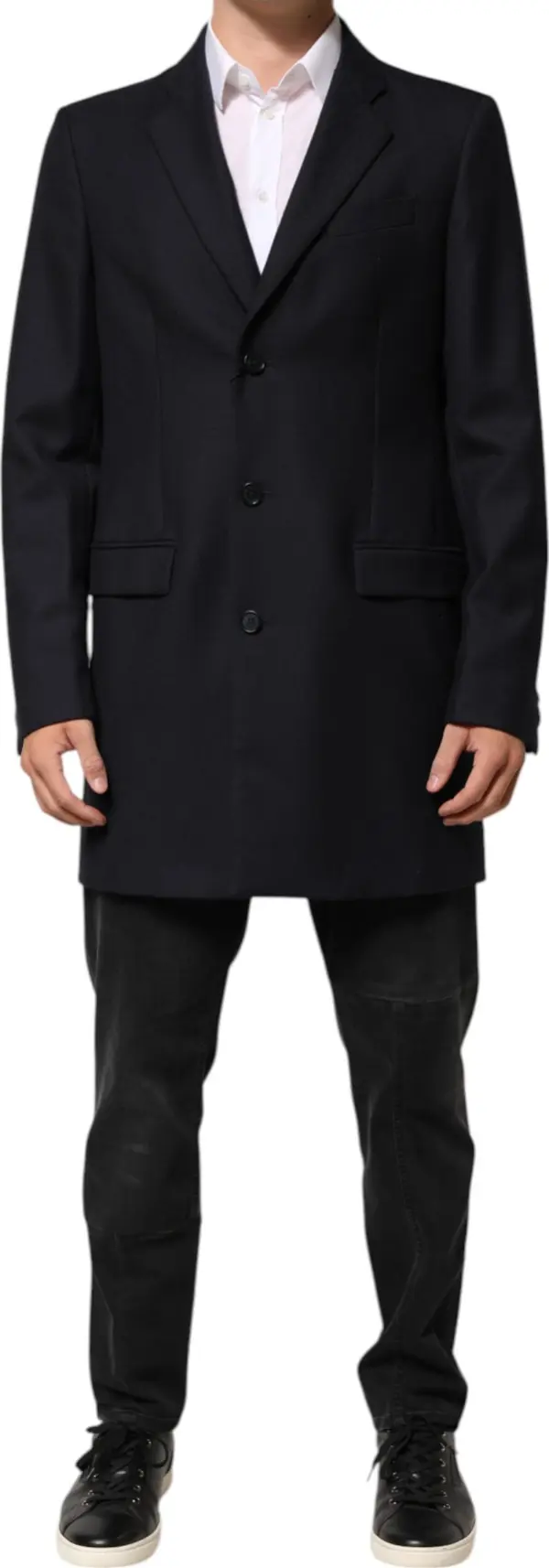Dark Blue Wool Men Jacket Coat Blazer Suit