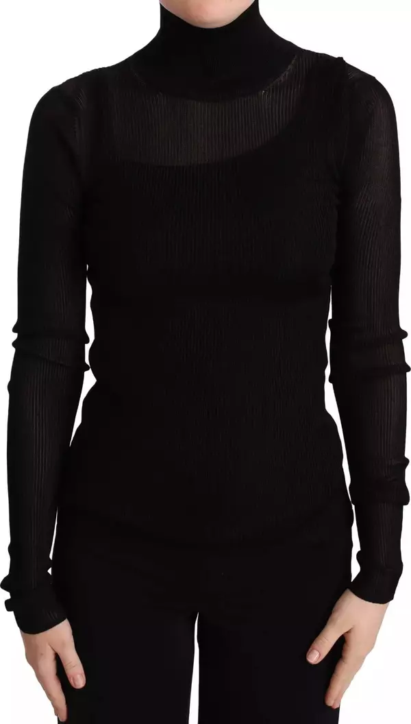 Black Turtleneck Form Fitting Pullover Sweater