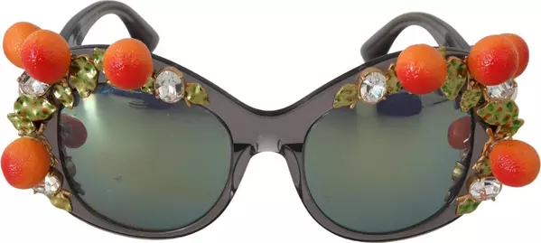 DG4283B Acetate Crystals Orange Appliques Sunglasses