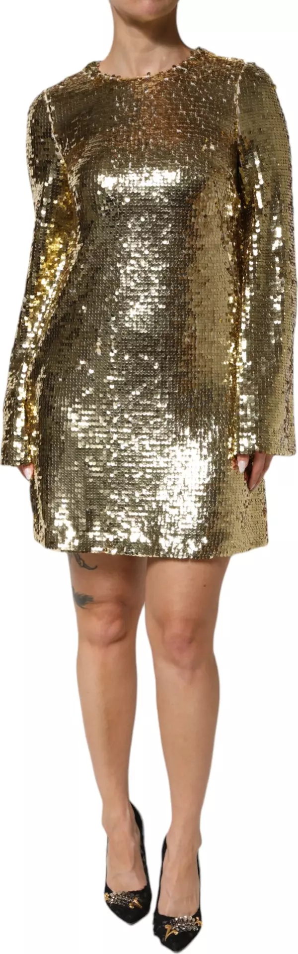 Gold Sequin Long Sleeve Mini Dress