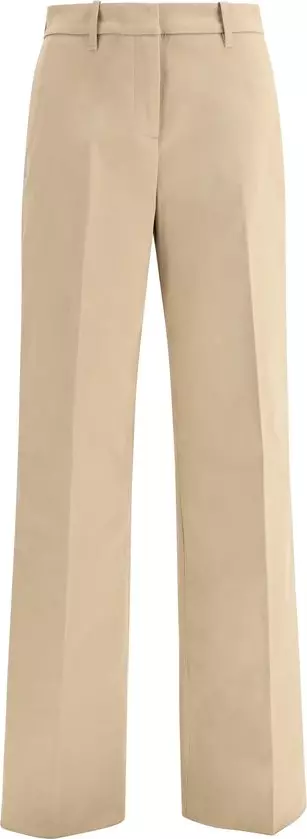 Beige Cotton Casual Pants