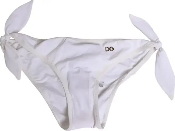White Side Tie Logo Bikini Bottom Underwear