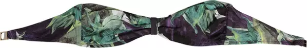Purple Green Leaf Print Bandeau Swimwear Underwear