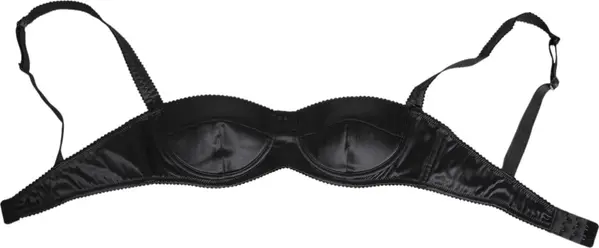 Black Silk Satin Wireless Lingerie Bra Underwear