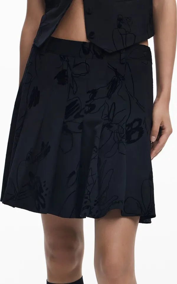 Black Polyester Women Skirt