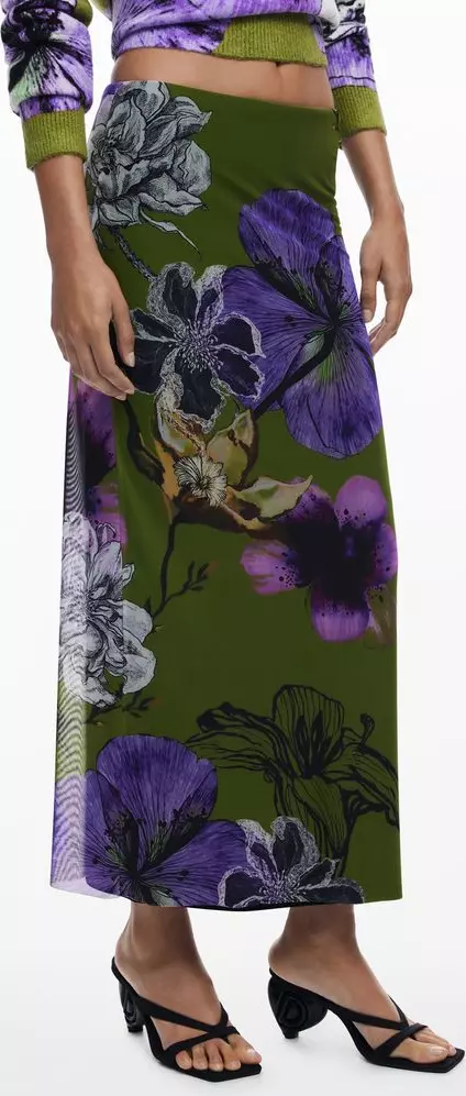 Verde Polyester Women Skirt with Elastic Waist