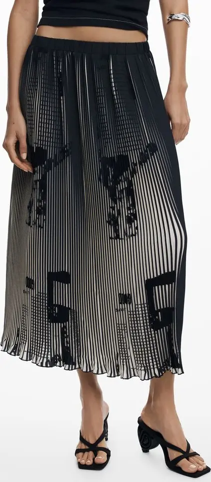 Black Polyester Women Skirt