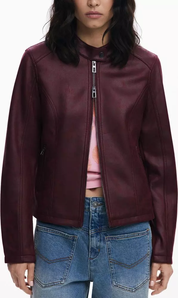Red Polyester Women's Jacket