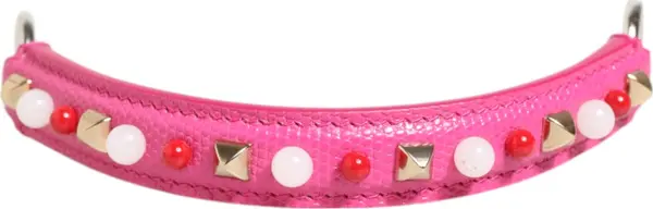 Pink Embellished Leather Bag Handle Women Shoulder Strap