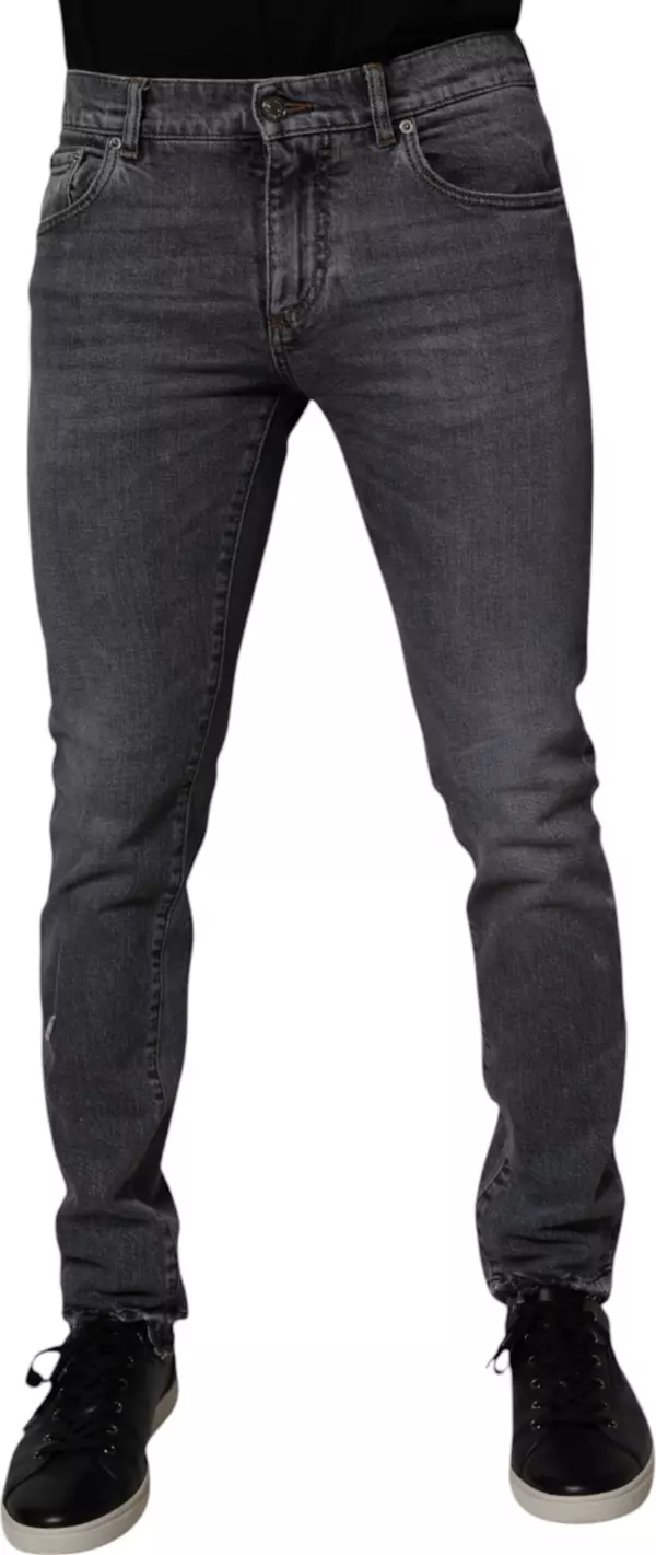 Dark Gray Cotton Stretch Skinny Denim Jeans