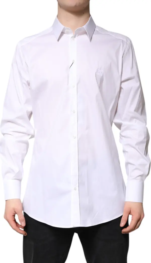White Cotton Collared GOLD FormalDress Shirt
