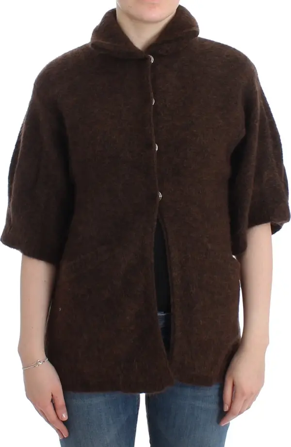 Brown mohair knitted cardigan