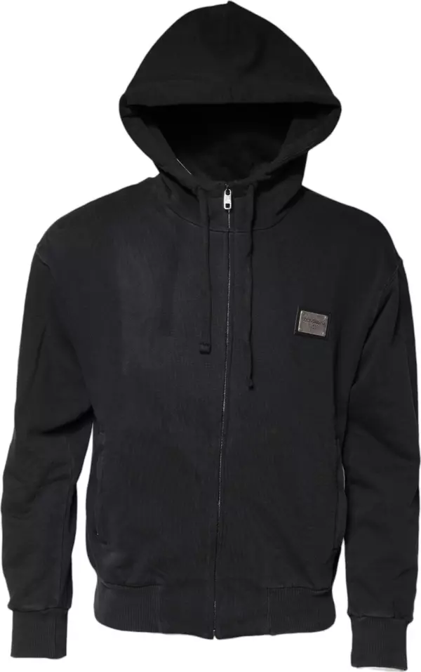 Black Logo FullZip Hooded Sweatshirt Sweater
