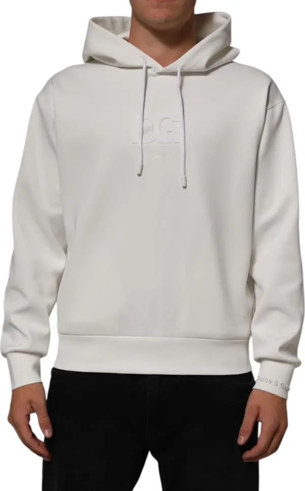 White Logo Hooded Men Sweatshirt  Sweater