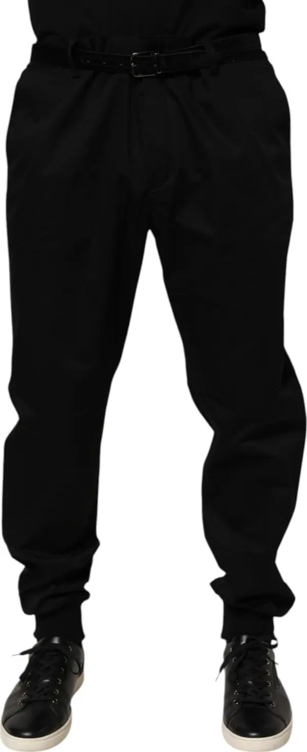Black Cotton Stretch Casual Trouser Pants