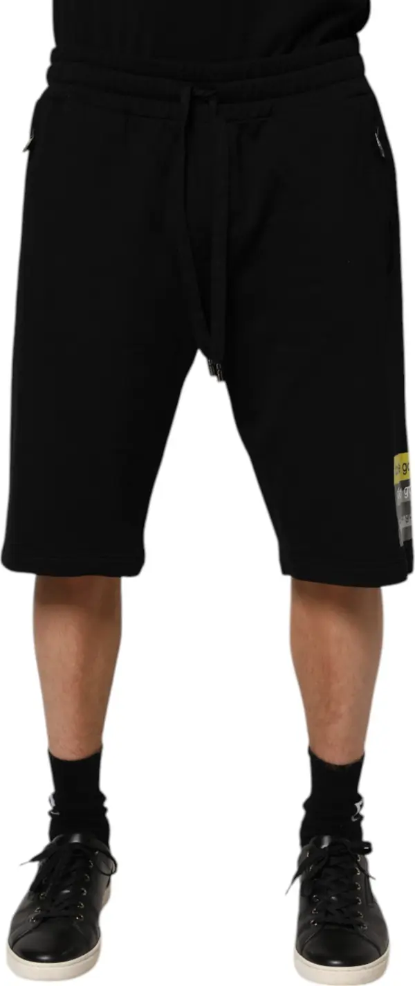 Black Cotton Mid Waist Casual Bermuda Short