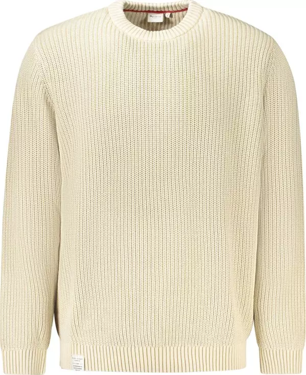 Beige Cotton Men Sweater