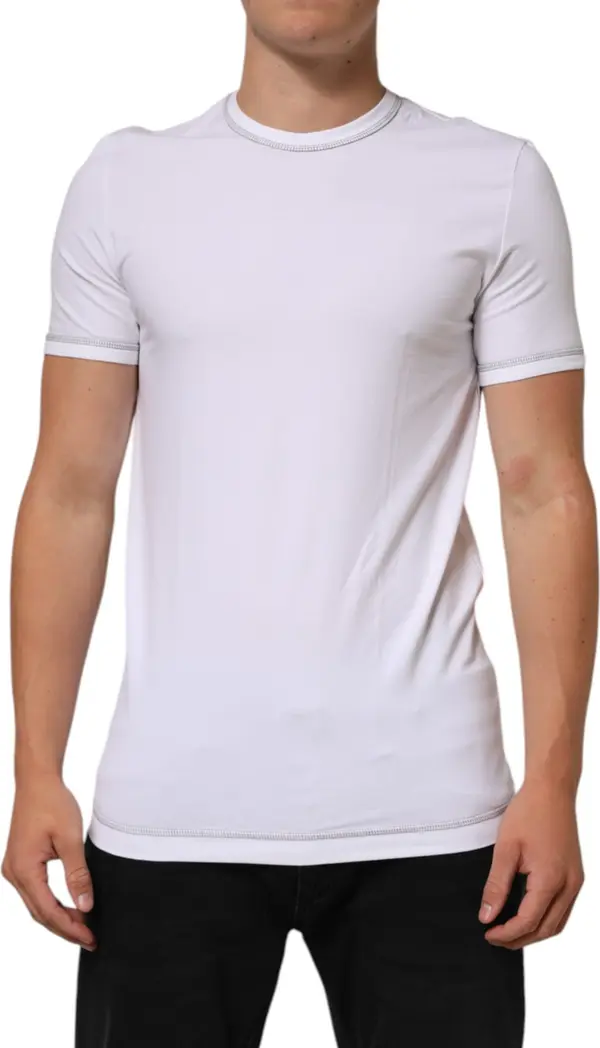 White Cotton Round Neck Men Underwear T-shirt