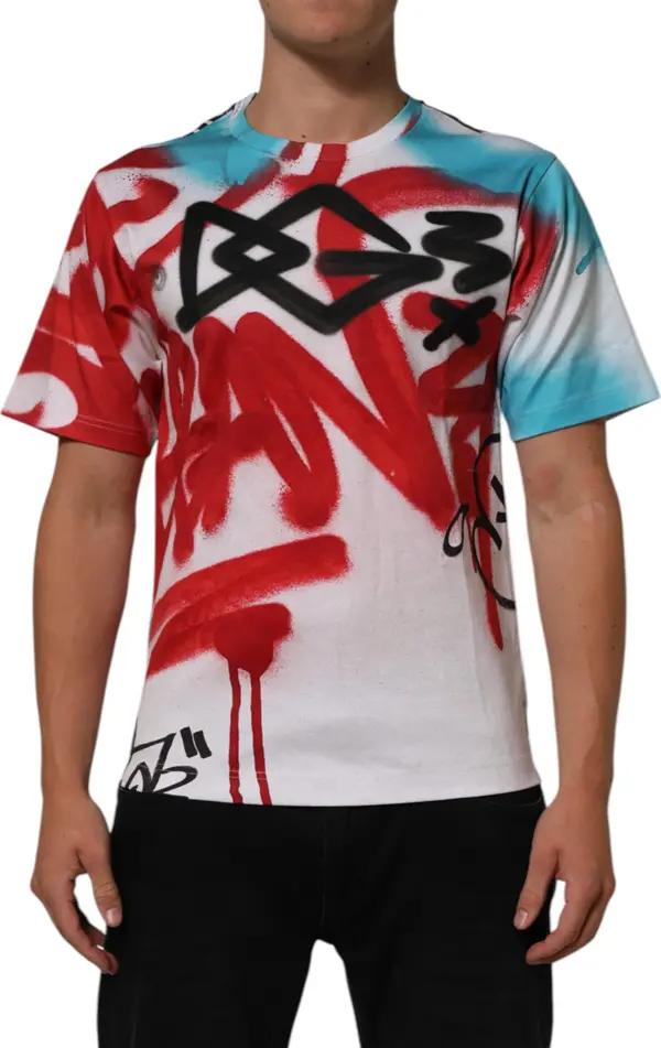 White Graffiti Crew Neck Short Sleeves T-shirt