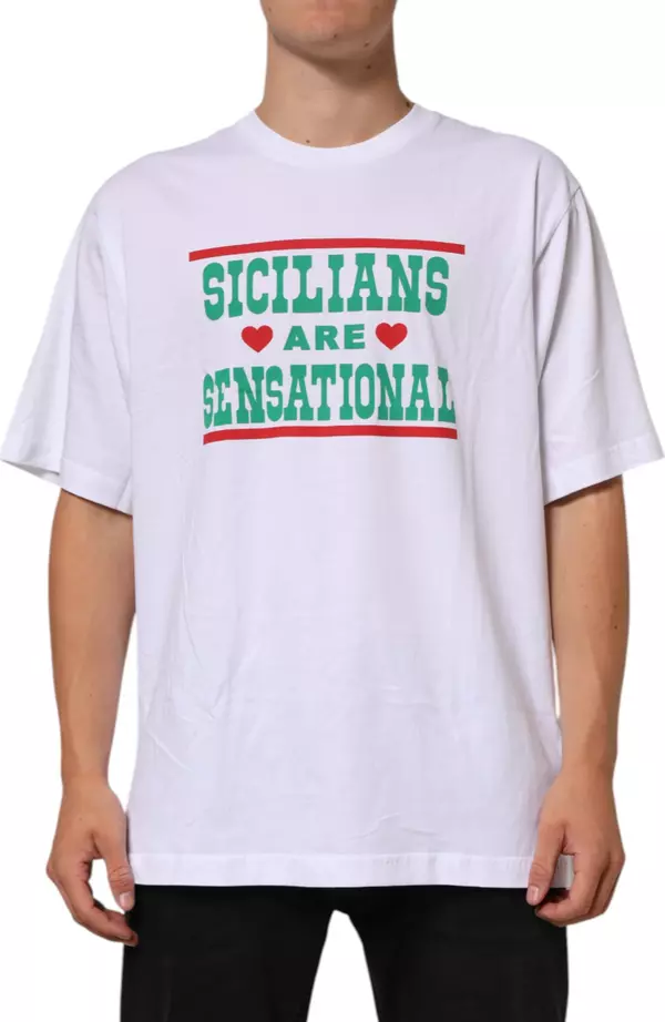 White Graphic Print Cotton CrewNeck T-shirt