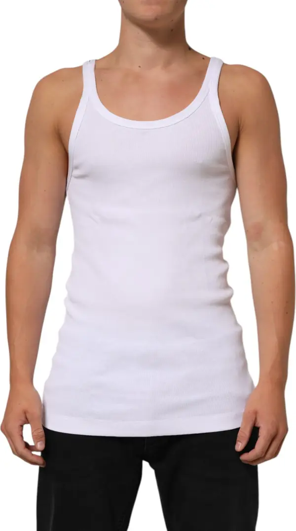 White Sleeveless Round Neck Tank Top T-shirt