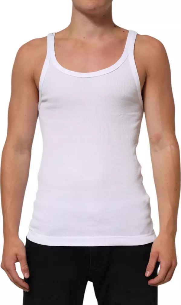 White Sleeveless Round Neck Tank Top T-shirt