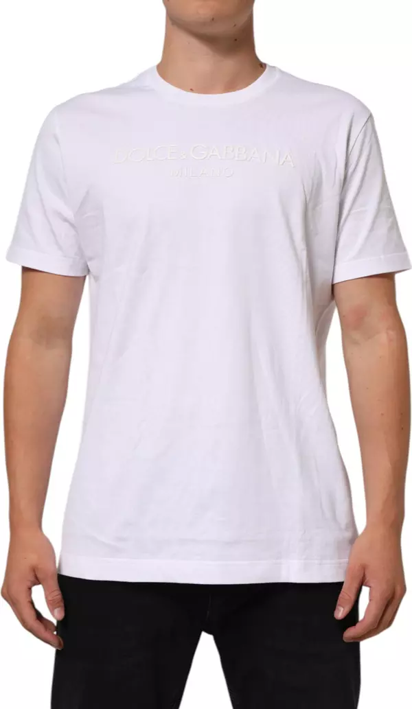 White Cotton Crew Neck Short Sleeves T-shirt