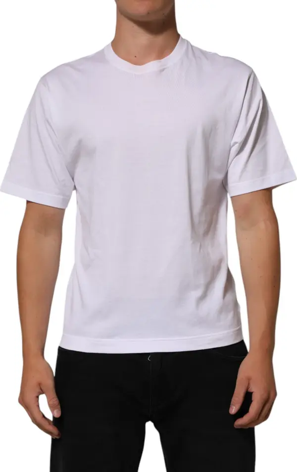 White Angel Print Cotton Men Crew Neck T-shirt