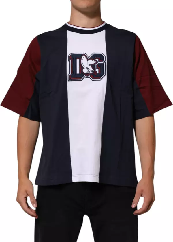 Multicolor Striped Cotton Men Crew Neck T-shirt