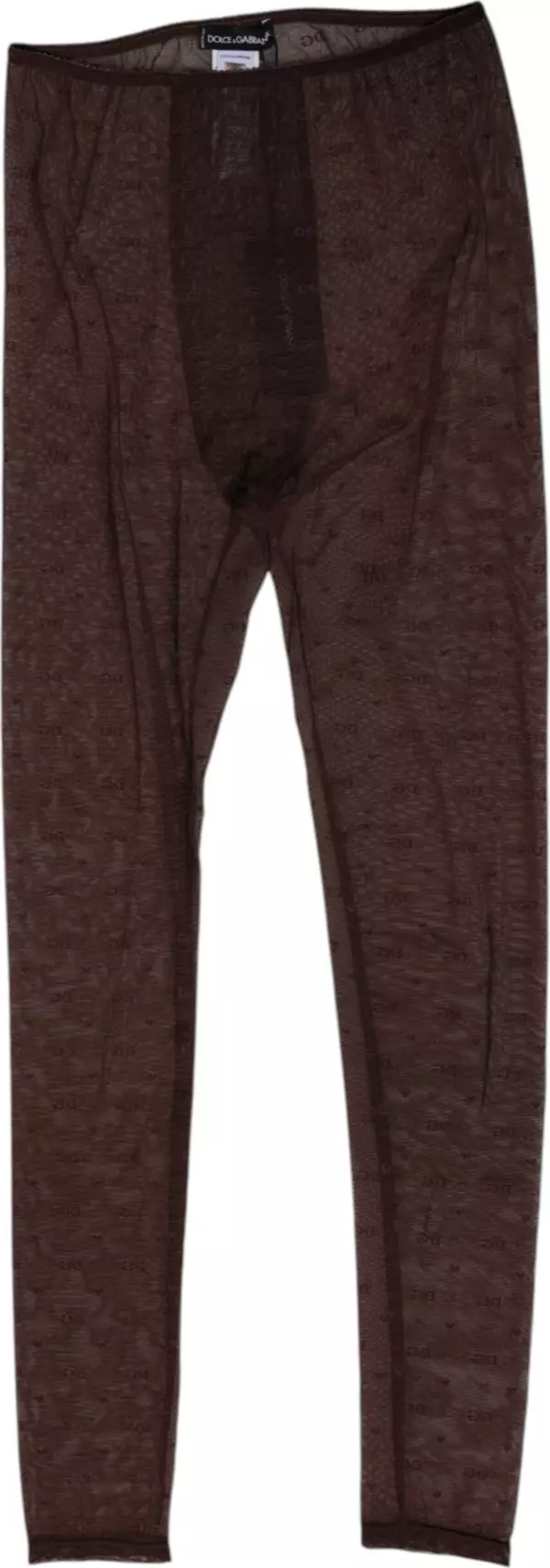 Brown Nylon Logo Lace Leggings Pants Underwear