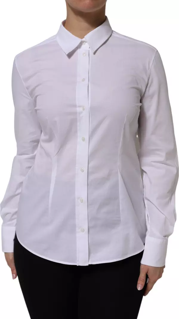 White Collared Long Sleeves Dress Shirt Top