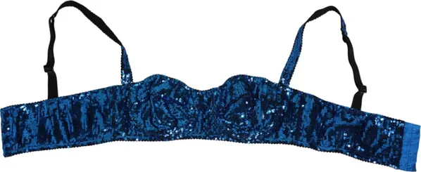 Blue Sequin Embellished Balconnet Bra Underwear