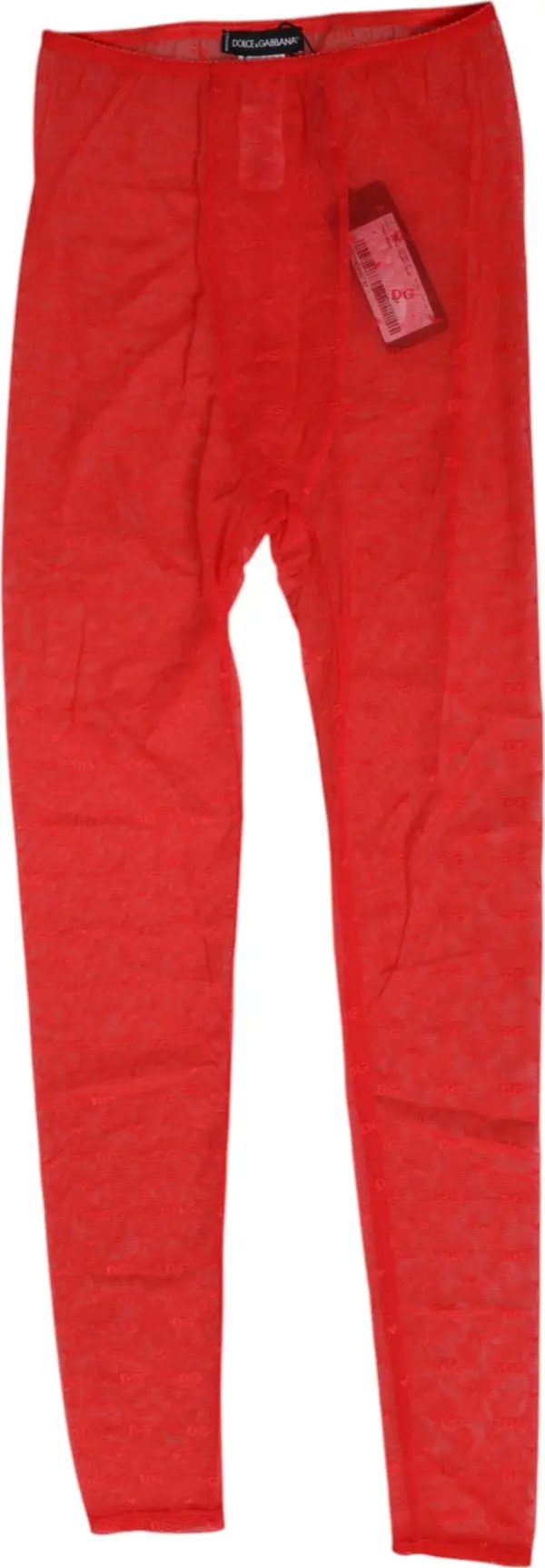Red Nylon Logo Lace Leggings Pants Underwear