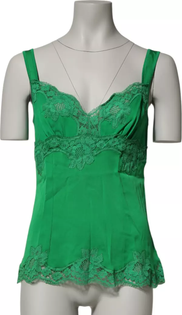 Green Floral Lace Tank Lingerie Top Underwear