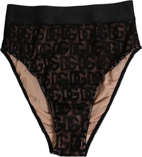 Black DG Logo Lace High Brief Panty Underwear