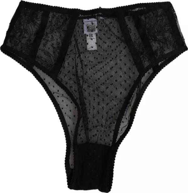 Black Lace Polka Dot Mesh High Waist Underwear