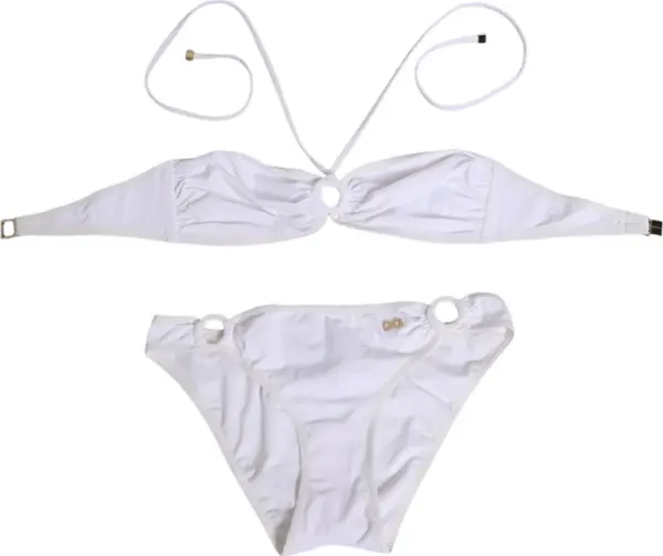 White Logo Swimsuit 2 Piece Top Bottom Swimwear