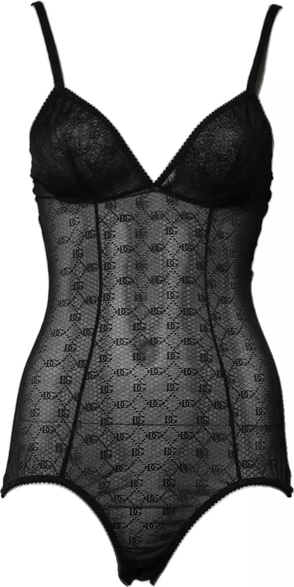 Black Nylon Stretch Bodysuit Lingerie Underwear