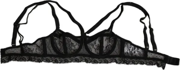 Black Floral Lace Nylon Balconcino Bra Underwear
