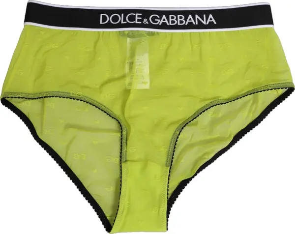 Green Nylon Logo Waistband Brief Panty Underwear