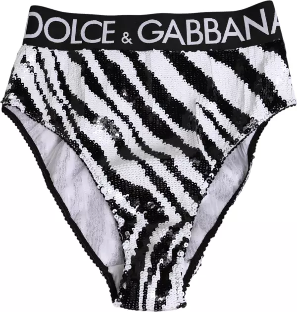 Black White Stripes High Waist Panty Underwear