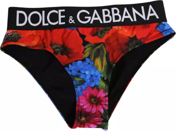 Black Floral Print High Waist Panty Underwear