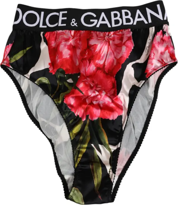 Black Floral Print High Waist Panty Underwear