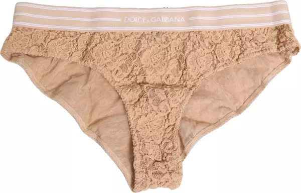 Beige Lace Nylon High Waist Panty Underwear