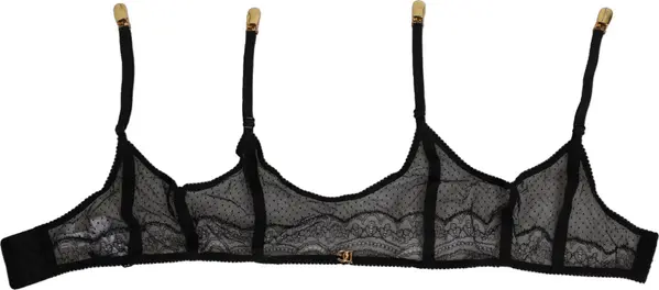 Black Floral Lace Nylon Strap Garter Underwear