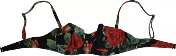 Black Floral Nylon Padded Balconnet Bra Underwear