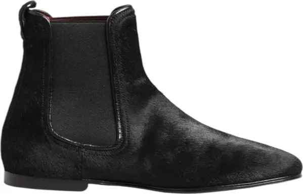 Black Leather Fur Men CHELSEA Boots Shoes