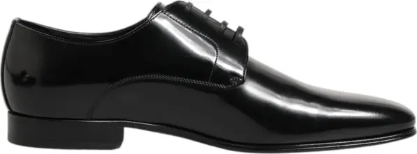 Black Calfskin Leather Derby Men Dress Shoes